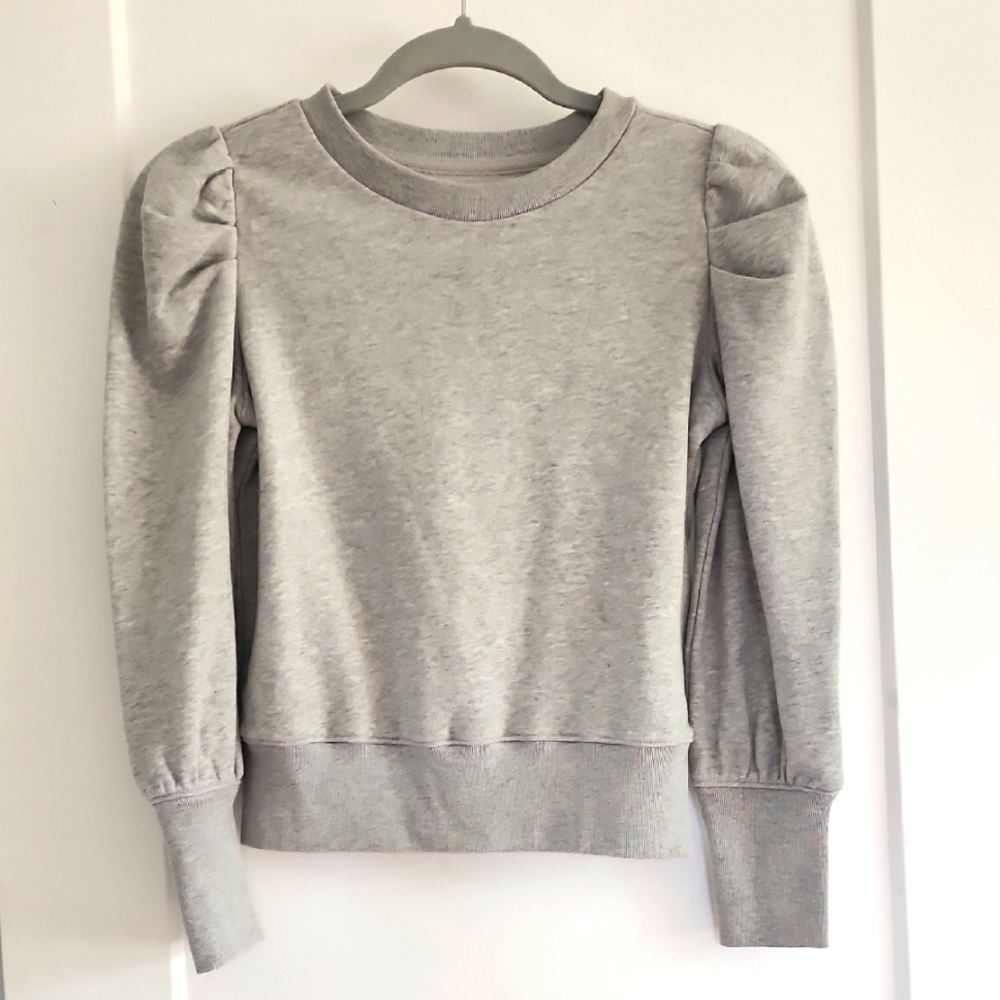 GAP Girls Heather Grey Puff Sleeve Sweatshirt Size Large 10 Like New.